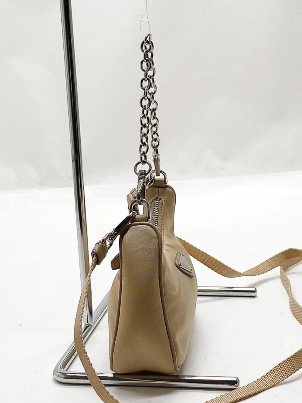 Authentic Prada Nylon Shoulder Bag Chain Strap Mini Hobo Bag - Picture 5 of 16